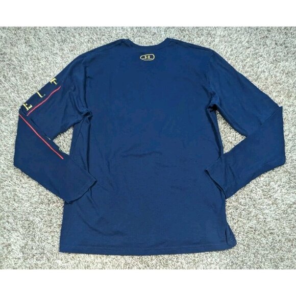 Under Armour Project Rock Long Sleeve T Shirt Large Blue Mens USA Flag Military - Picture 2 of 6